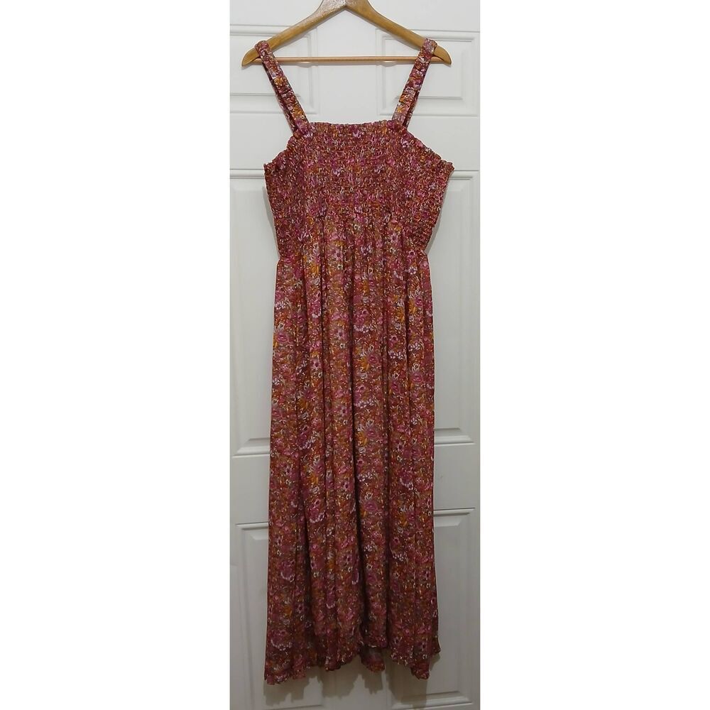The drop women 2xl long maxi dress smocked square neck pink floral empire waist - Picture 7 of 9